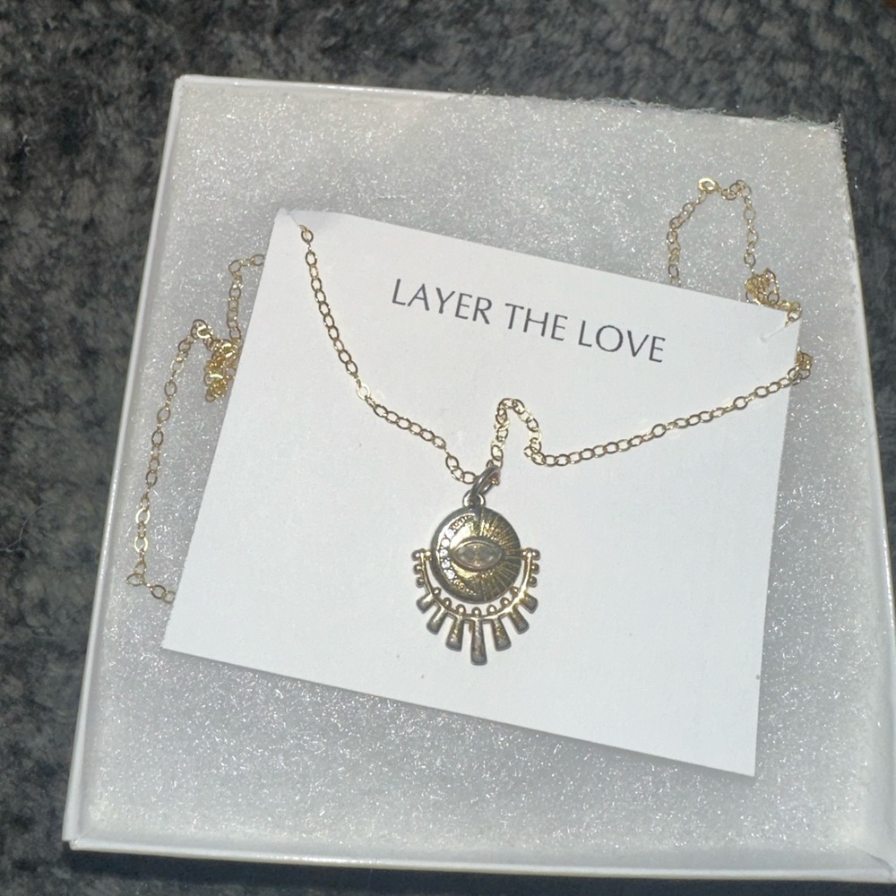 Evil Eye Pendant, Gold Pendant, Gold Medallion, Gold Filled Pendant